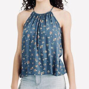 NEW! Hippie Rose Tank Top Sleeveless Small Teal‎ Floral Rayon Relaxed Fit